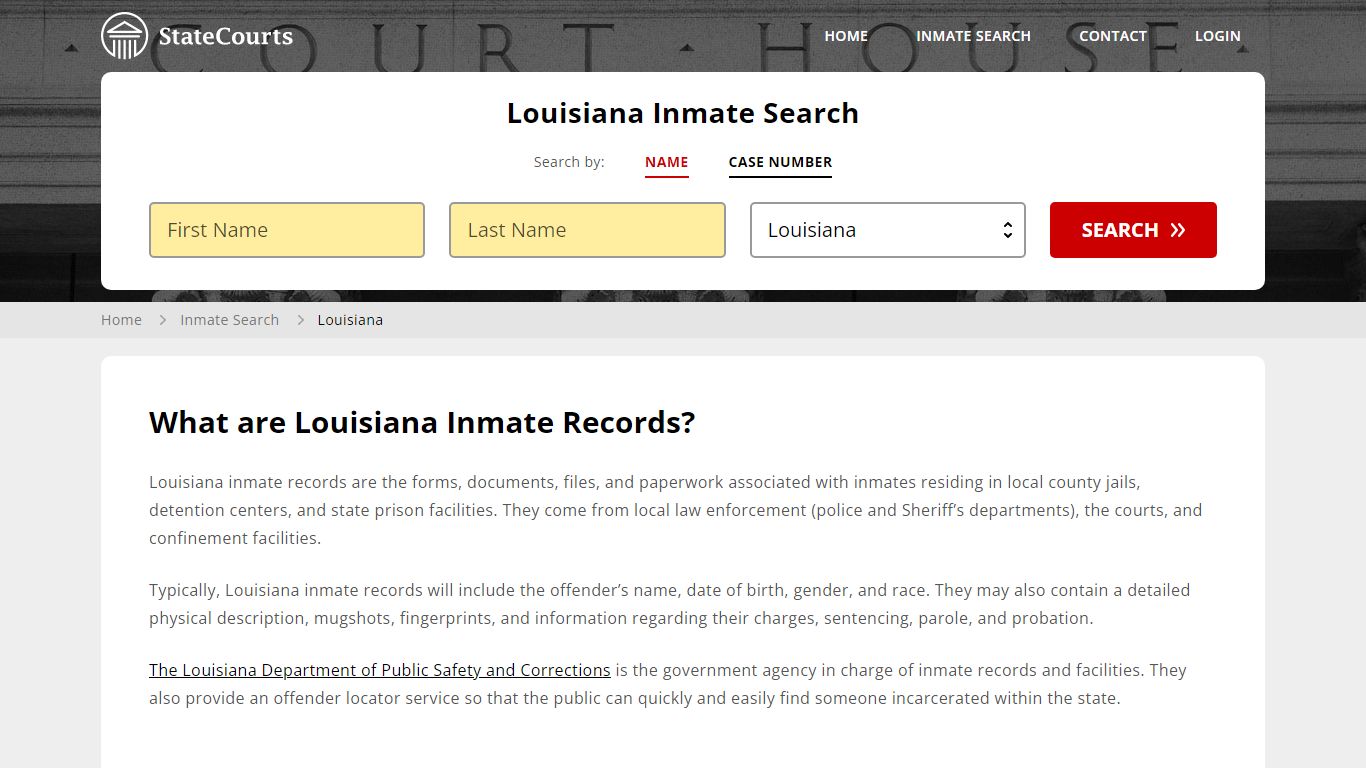Louisiana Inmate Search, Prison and Jail Information - State Courts